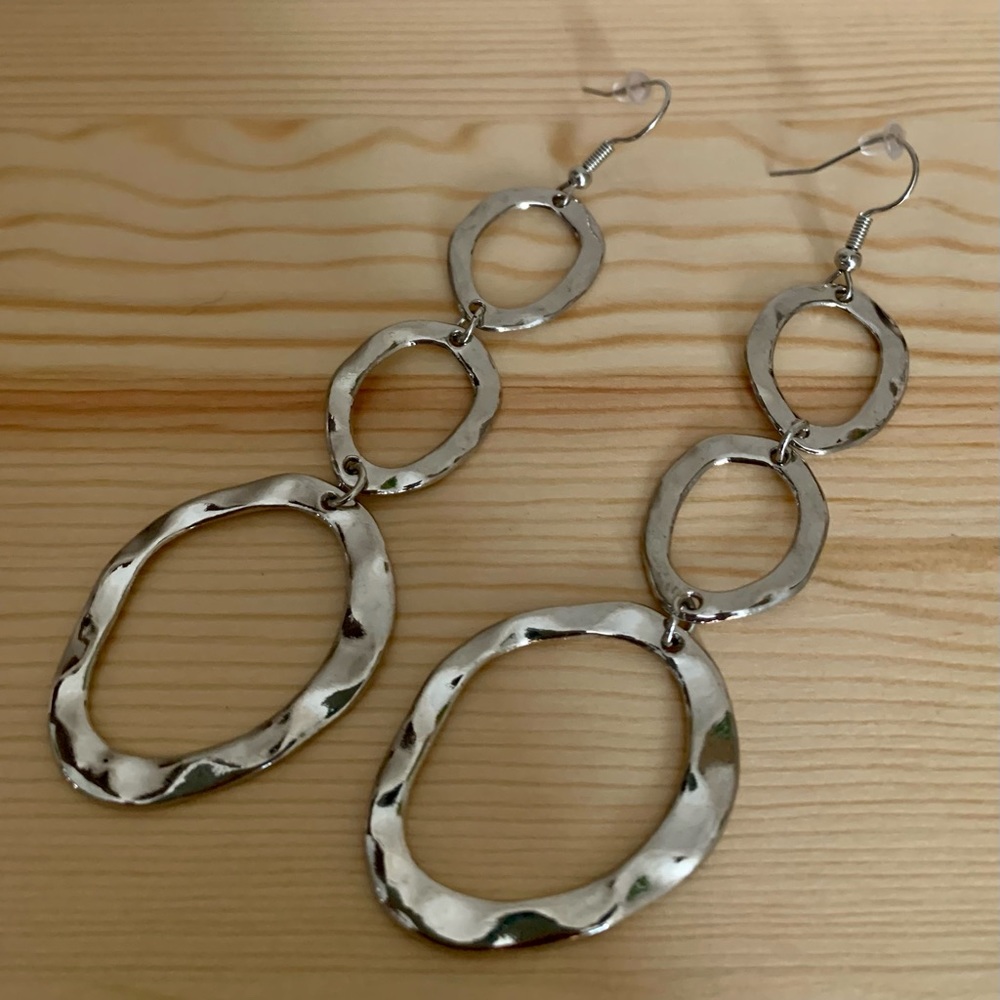 Silver Hoop Linked Earrings